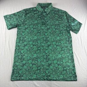 Pins Aces Golf Polo Mens XL Green Clover St Patricks Performance Stretch Shirt